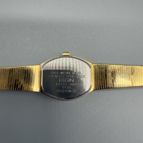 Elgin EK172-007 Womens Gold Tone Diamond Accent Quartz Watch 16mm - Picture 8 of 10